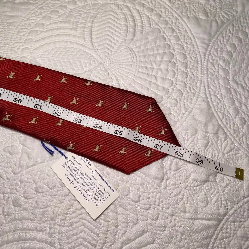 Vineyard Vines Red Silk Neck Tie Yellow Labs NWT Preppy Party Made in USA 58